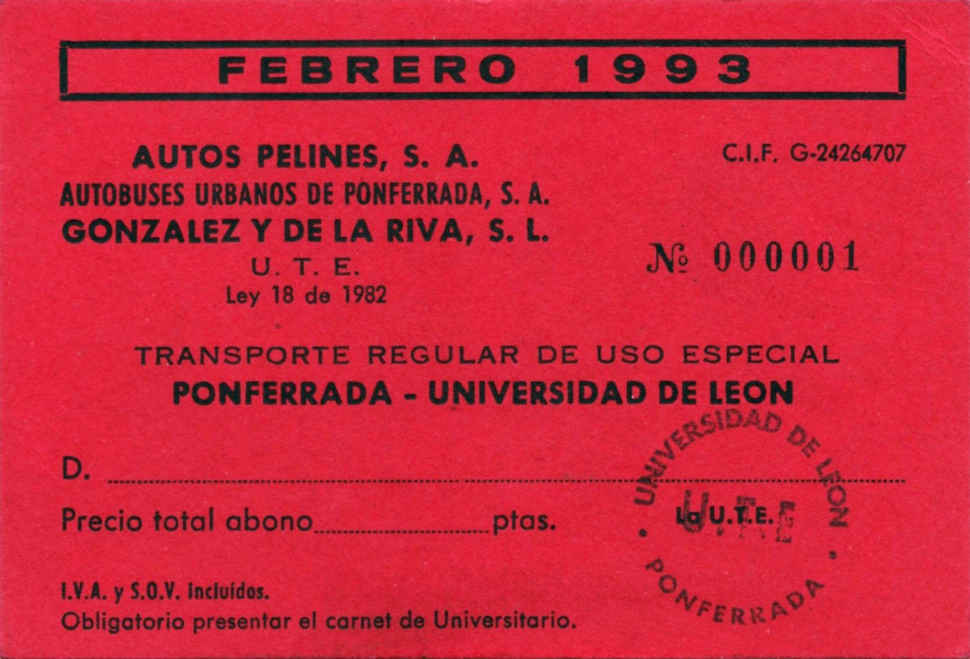 Bono de transporte Ponferrada-Universidad de León